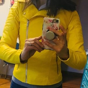 ASOS Noisy May Vegan yellow moto jacket